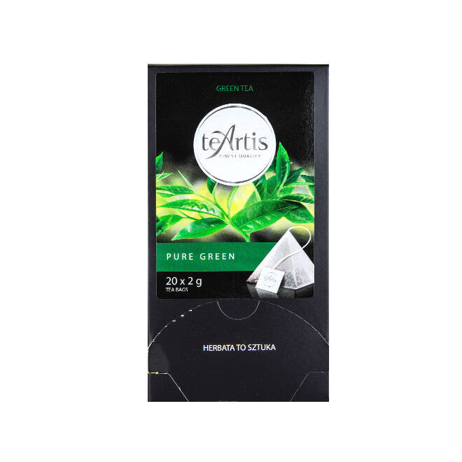 Herbata TEARTIS pure green 20x2g | PIRAMIDKI