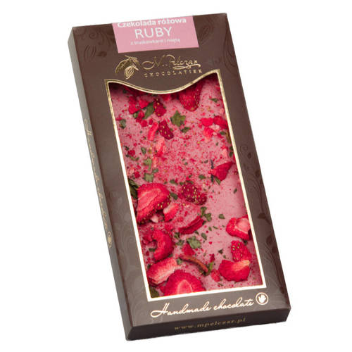 M.Pelczar czekolada różowa Ruby z truskawkami i miętą 85g