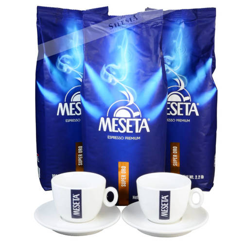 Zestaw promocyjny 3kg kawy Meseta SUPER ORO + 2 filiżanki Meseta CAPPUCCINO