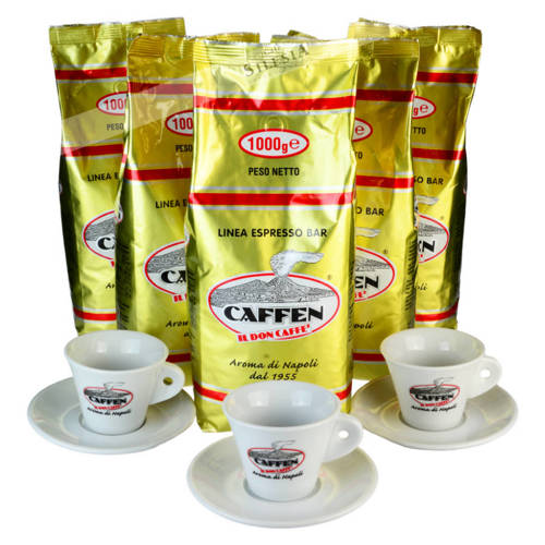 Zestaw promocyjny 5kg kawy Caffen BAR + 3 filiżanki Caffen CAPPUCCINO 