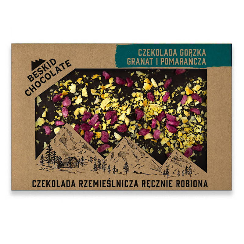 Beskid Chocolate | CIEMNA Z POMARAŃCZĄ I GRANATEM 70g