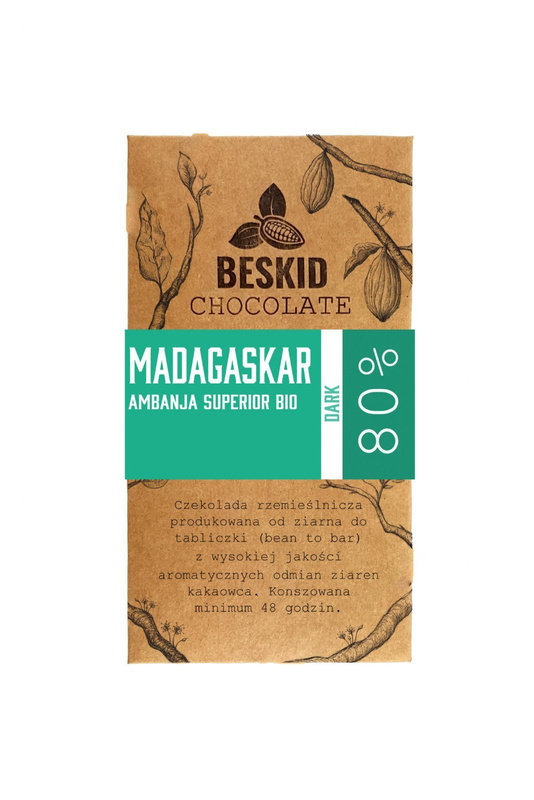 Czekolada ciemna single origin Beskid Chocolate Madagaskar Ambanja Superior Bio 80% 50g