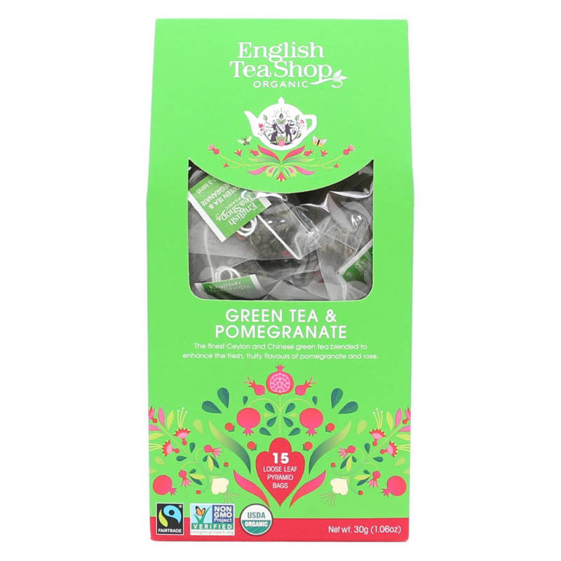 ENGLISH TEA - herbata zielona Green Tea & Pomegranate – 15 Piramidek