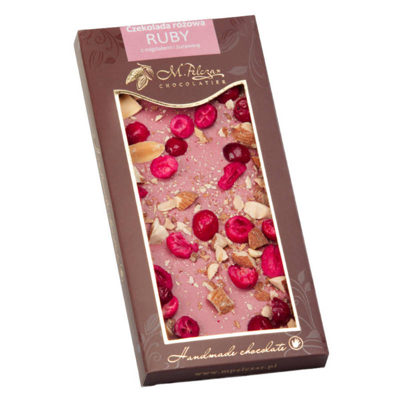 M.Pelczar czekolada różowa Ruby z migdałami i żurawiną 85g