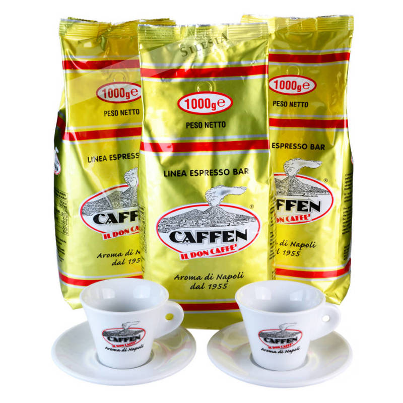 Zestaw promocyjny 3kg kawy Caffen BAR + 2 filiżanki Caffen CAPPUCCINO