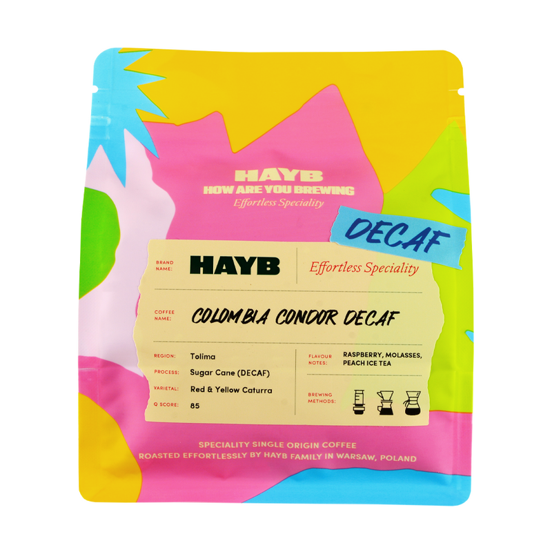 kawa ziarnista HAYB KOLUMBIA Condor DECAF 250g